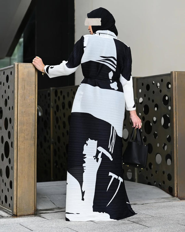 Designer Pleated Printed Long Shrug