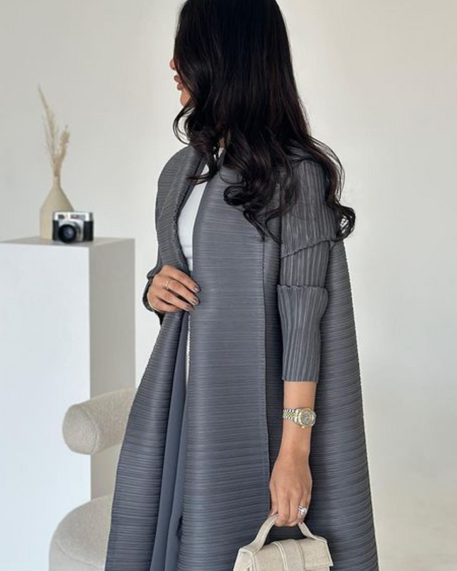 Designer Pleated Printed Long Shrug