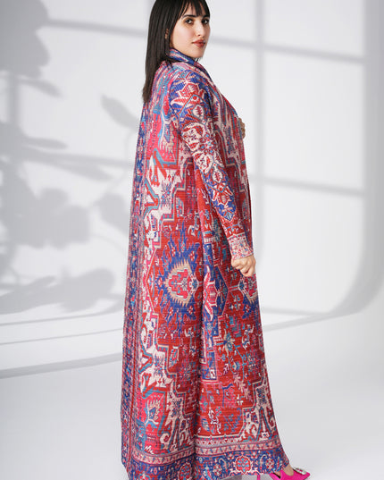 Designer Pleated Printed Long Shrug