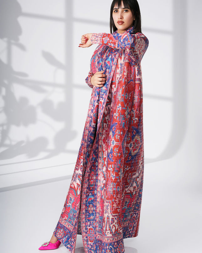 Designer Pleated Printed Long Shrug