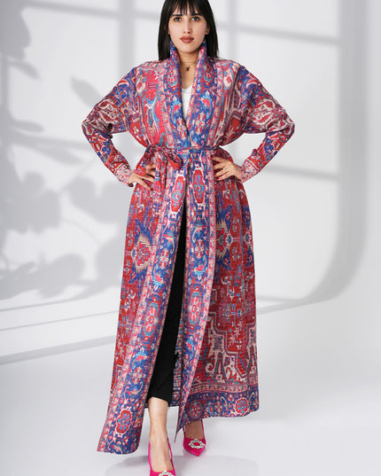 Designer Pleated Printed Long Shrug