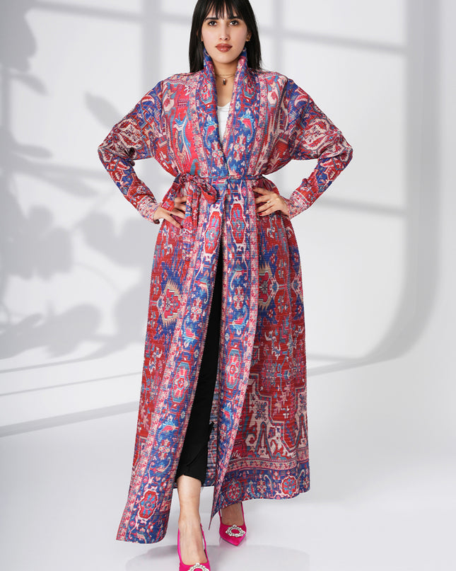Designer Pleated Printed Long Shrug