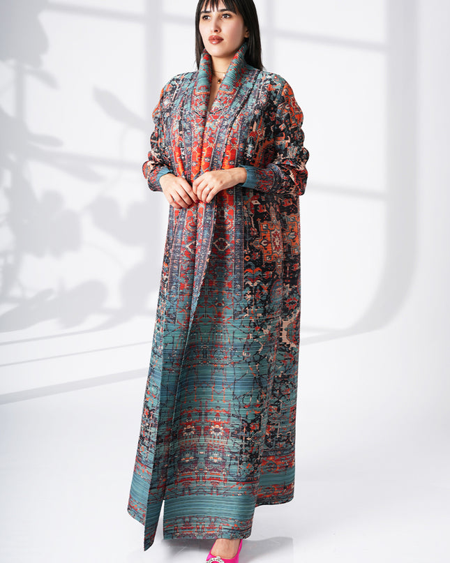 Designer Pleated Printed Long Shrug