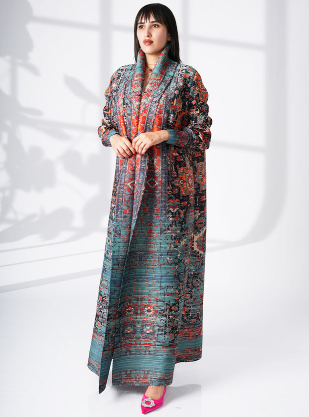 Designer Pleated Printed Long Shrug