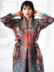 Designer Pleated Printed Long Shrug