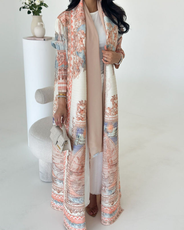 Designer Pleated Printed Long Shrug
