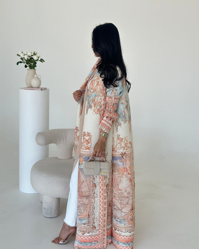 Designer Pleated Printed Long Shrug