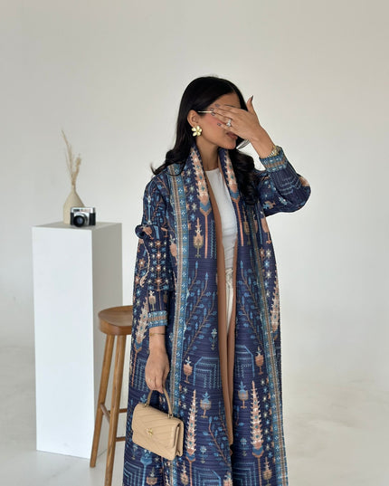 Designer Pleated Printed Long Shrug