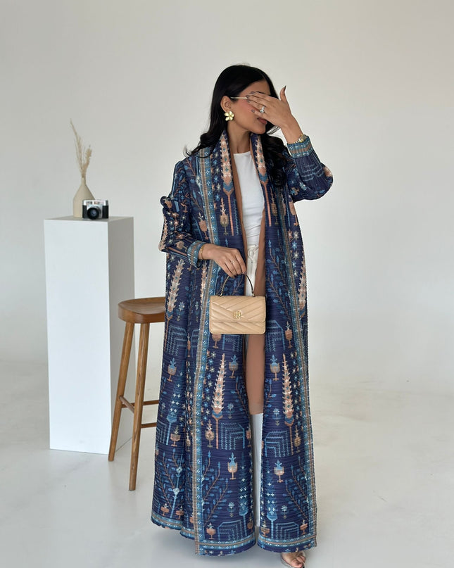 Designer Pleated Printed Long Shrug