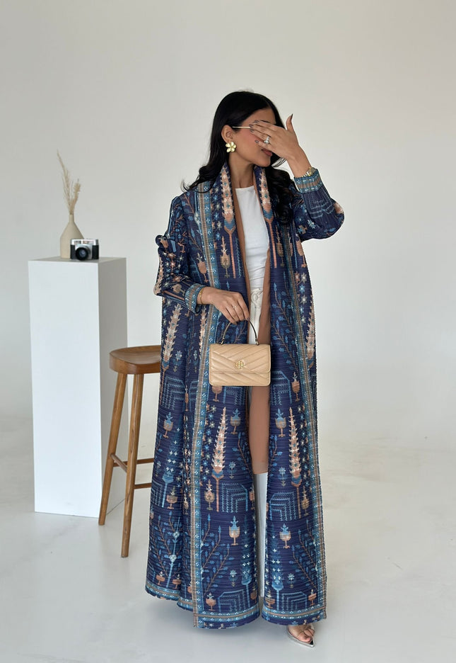 Designer Pleated Printed Long Shrug