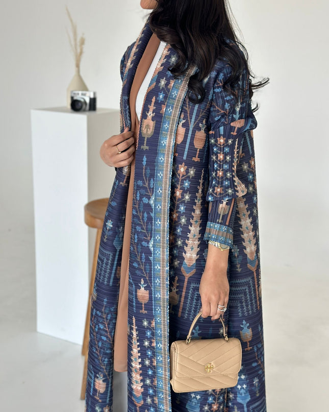 Designer Pleated Printed Long Shrug