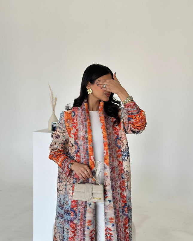 Designer Pleated Printed Long Shrug