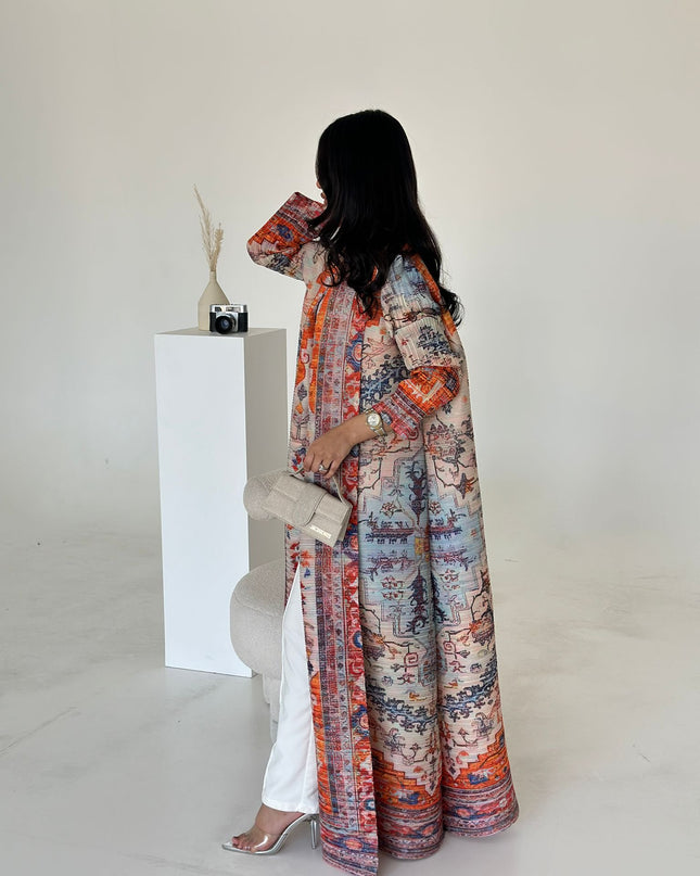 Designer Pleated Printed Long Shrug