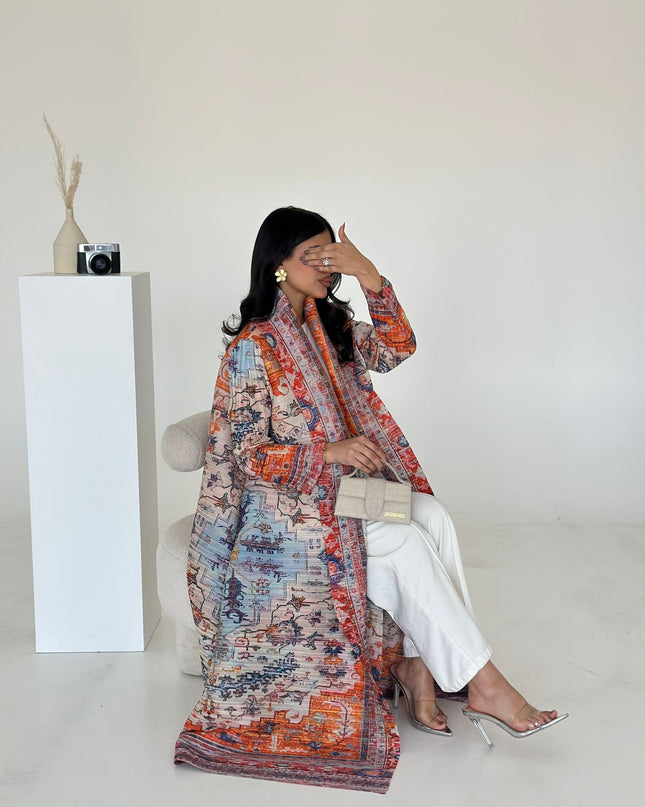 Designer Pleated Printed Long Shrug