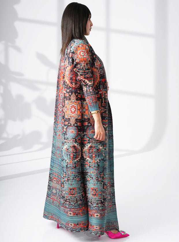 Designer Pleated Printed Long Shrug