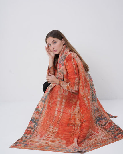 Designer Pleated Printed Long Shrug