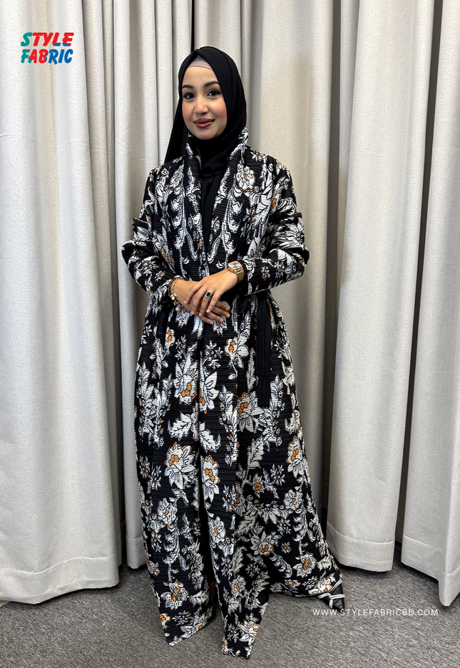Designer Pleated Long Shrug/Abaya