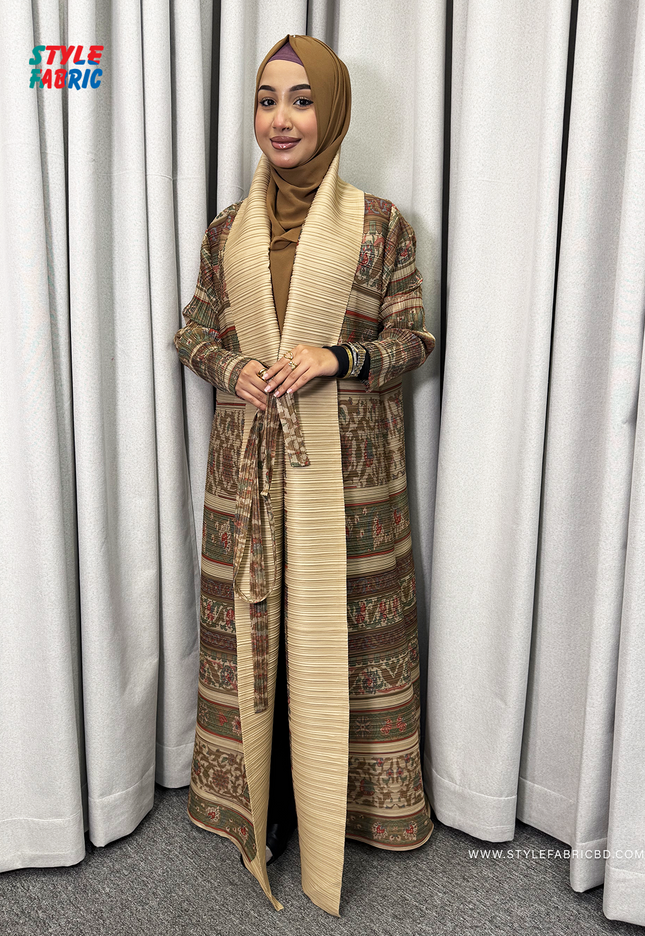 Designer Pleated Long Shrug/Abaya