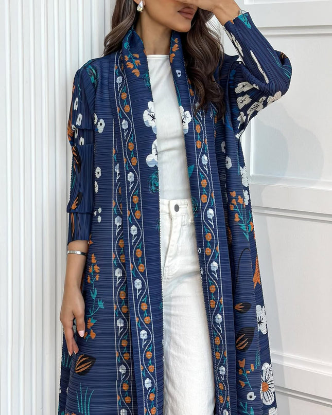 Designer Pleated Printed Long Shrug