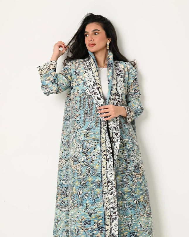 Designer Pleated Printed Long Shrug