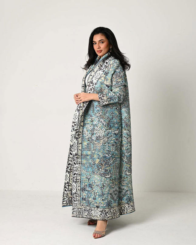 Designer Pleated Printed Long Shrug