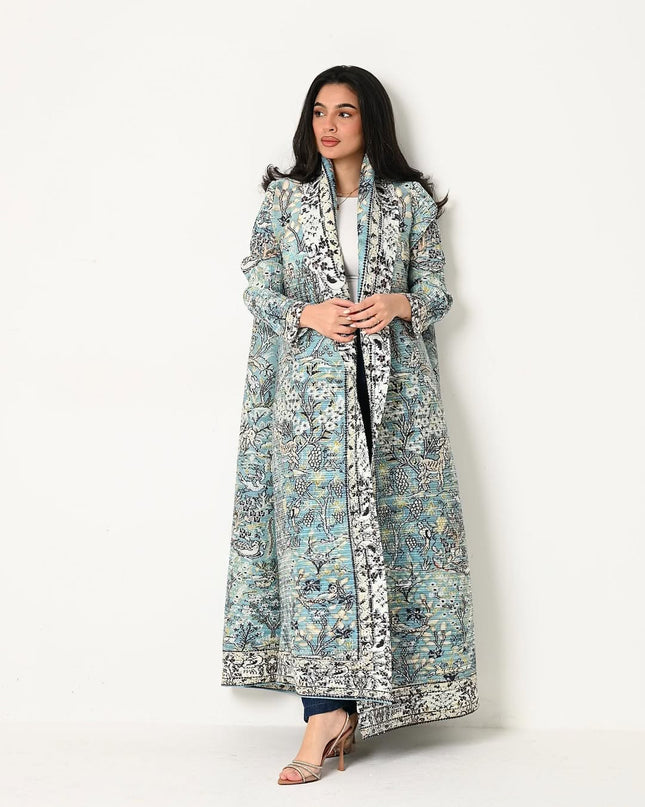 Designer Pleated Printed Long Shrug
