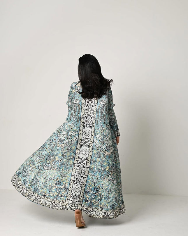 Designer Pleated Printed Long Shrug