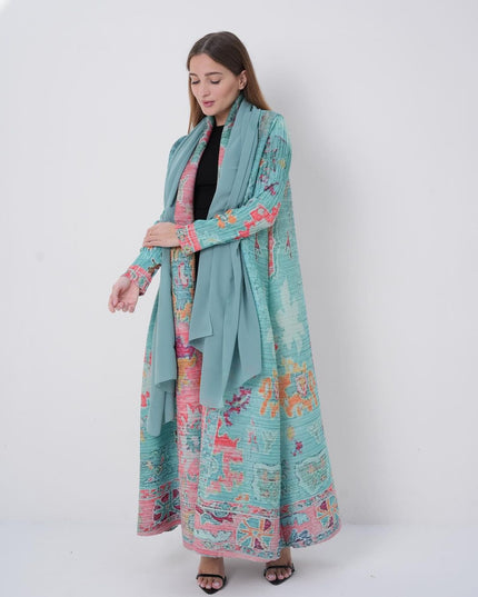 Designer Pleated Printed Long Shrug