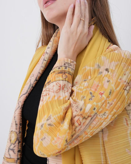 Designer Pleated Printed Long Shrug