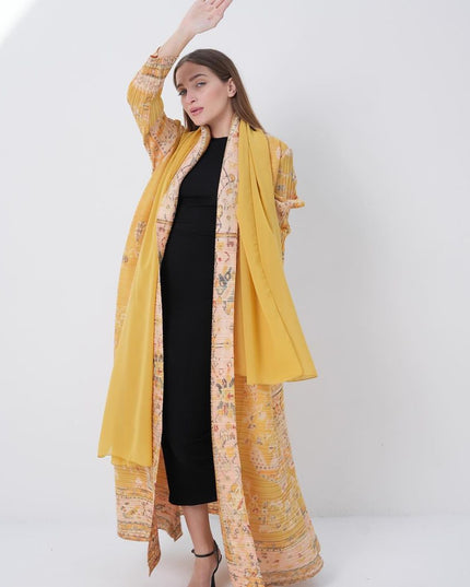 Designer Pleated Printed Long Shrug