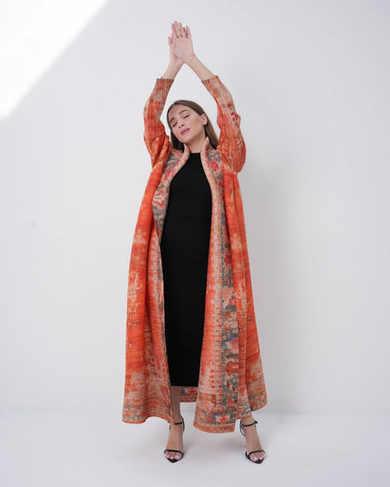 Designer Pleated Printed Long Shrug