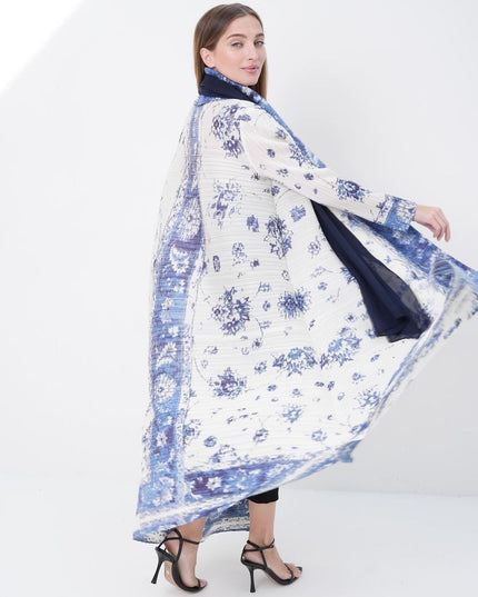 Designer Pleated Printed Long Shrug