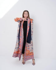 Pleated Printed Long Shrug