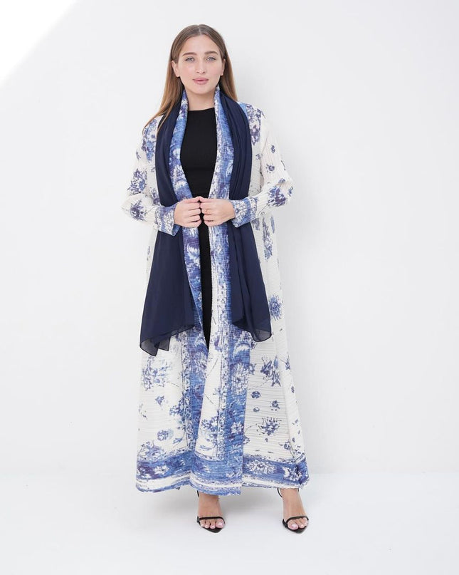Designer Pleated Printed Long Shrug