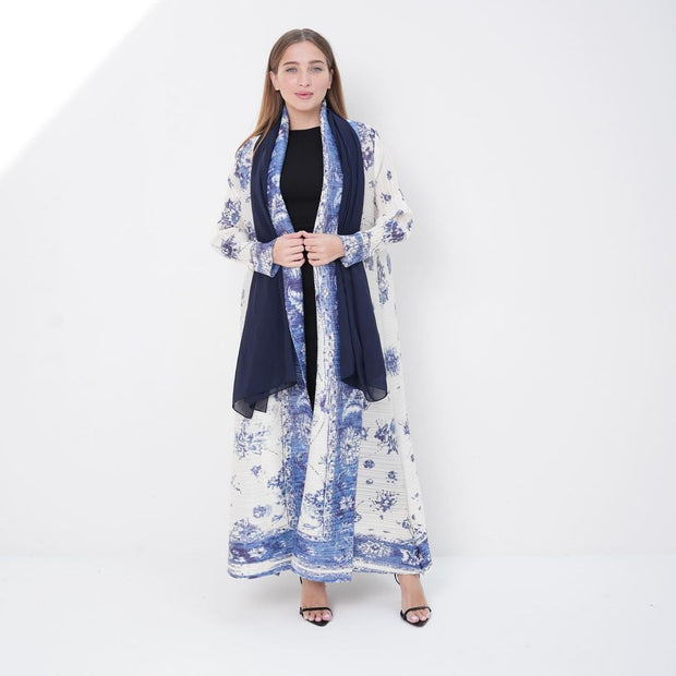 Pleated Printed Long Shrug