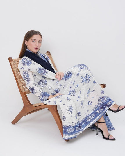Designer Pleated Printed Long Shrug
