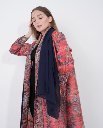 Designer Pleated Printed Long Shrug