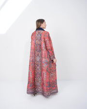 Pleated Printed Long Shrug