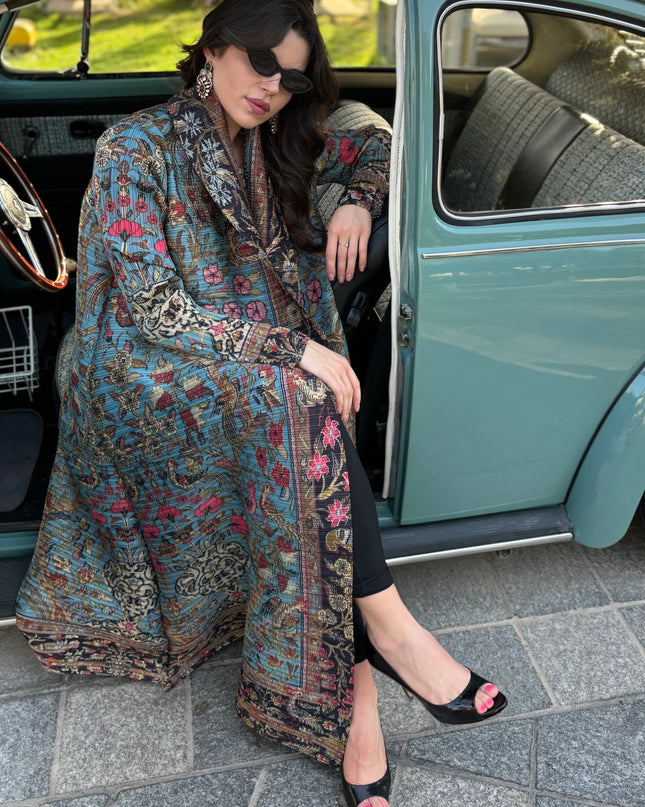 Designer Pleated Printed Long Shrug