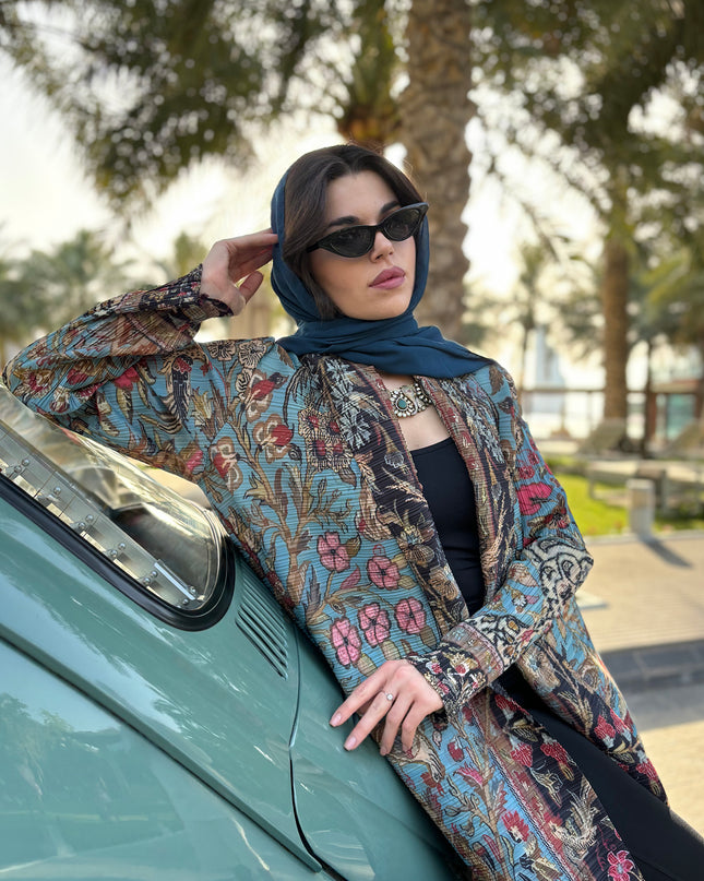 Designer Pleated Printed Long Shrug