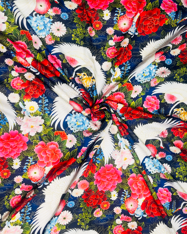 Cotton Linen Swan Printed Fabric