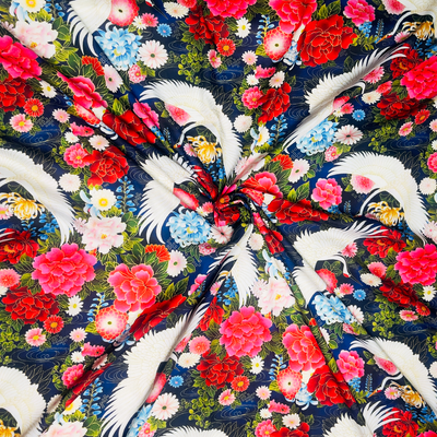 Cotton Linen Swan Printed Fabric