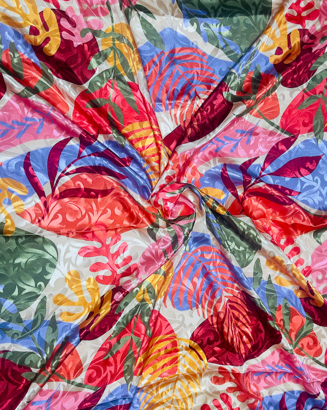 Satin Jacquard Floral Digital Print Fabric