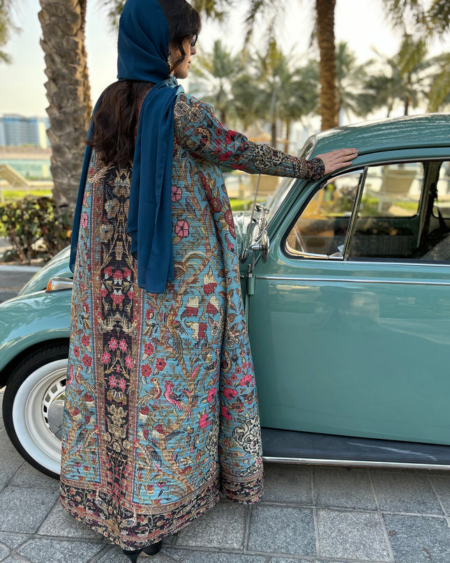 Designer Pleated Printed Long Shrug