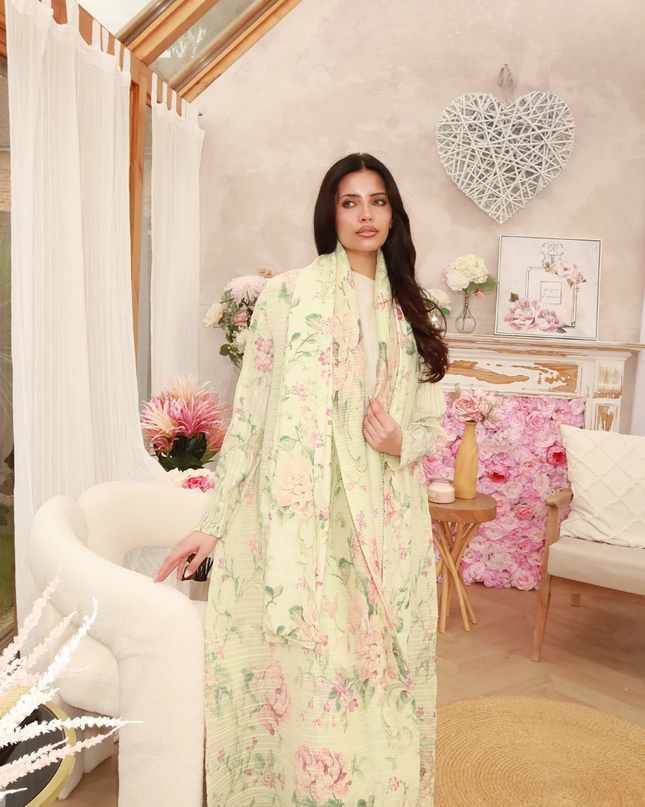 Designer Pleated Printed Long Shrug