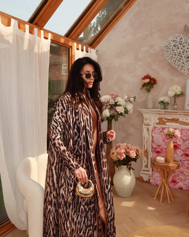 Designer Pleated Printed Long Shrug