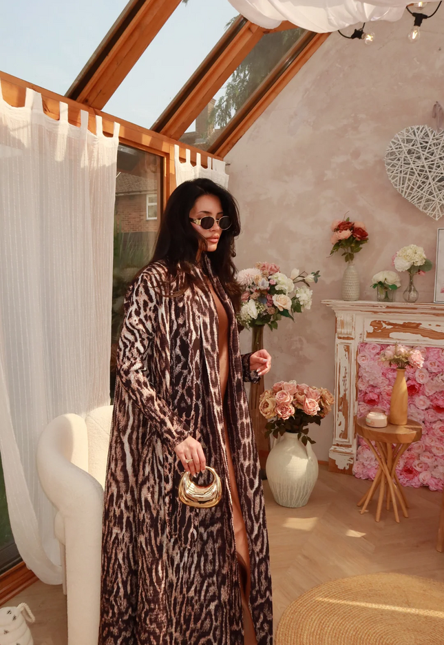 Designer Pleated Printed Long Shrug