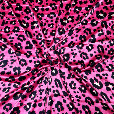 Satin Pink Cheetah Digital Print Fabric