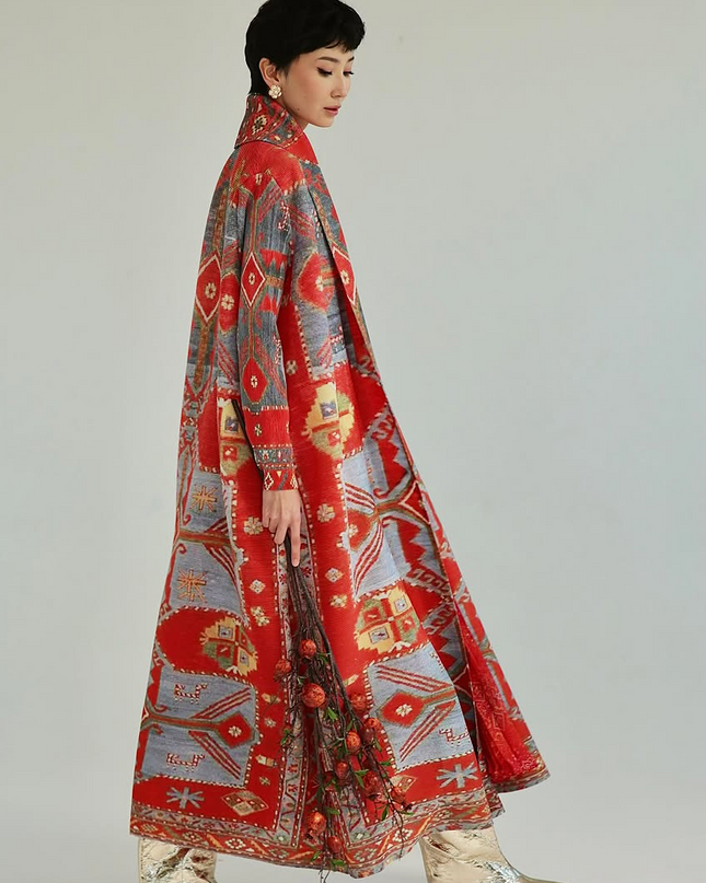 Designer Pleated Printed Long Shrug
