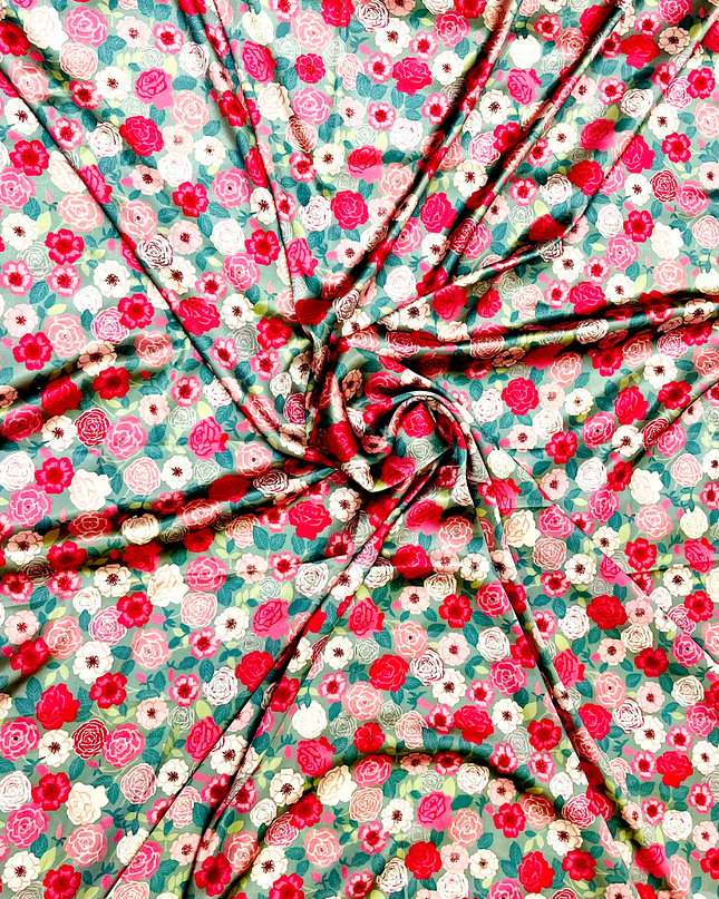 Satin Silk Small Floral Digital Print Fabric